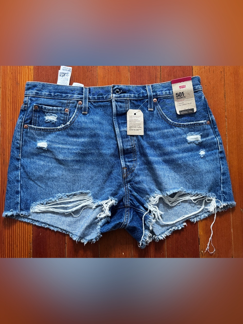 Levi's Distressed Denim Cutoff Shorts - Blue - NWT